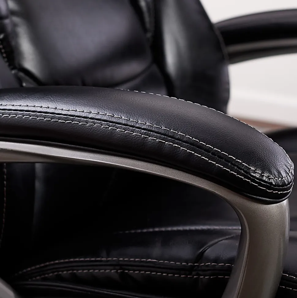 Serta® Works Bonded Leather/Mesh High-Back Office Chair With Smart Layers Technology, Opportunity Gray/Black/Silver
