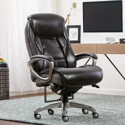 Serta® Works Bonded Leather/Mesh High-Back Office Chair With Smart Layers Technology, Opportunity Gray/Black/Silver