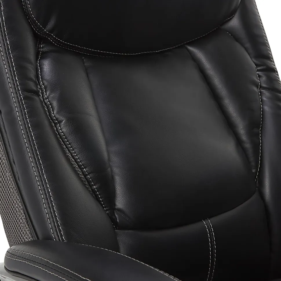 Serta® Works Bonded Leather/Mesh High-Back Office Chair With Smart Layers Technology, Opportunity Gray/Black/Silver