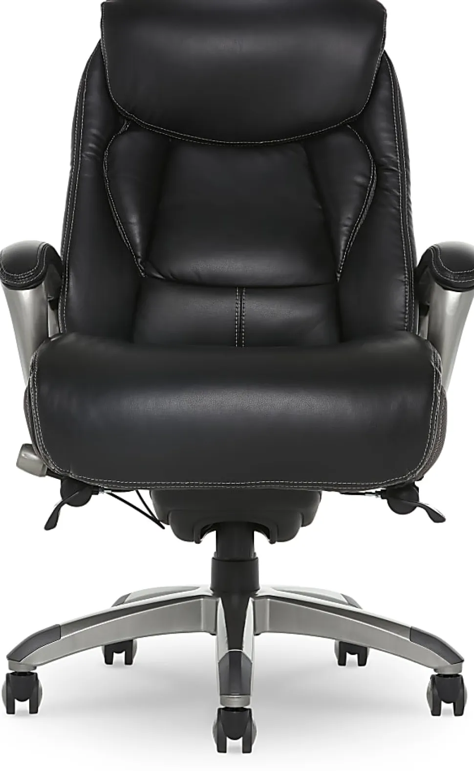 Serta® Works Bonded Leather/Mesh High-Back Office Chair With Smart Layers Technology, Opportunity Gray/Black/Silver