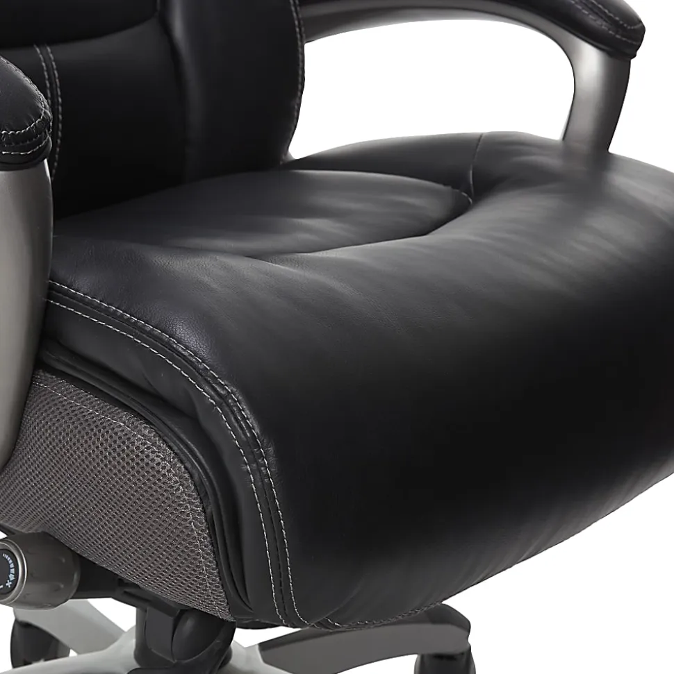 Serta® Works Bonded Leather/Mesh High-Back Office Chair With Smart Layers Technology, Opportunity Gray/Black/Silver
