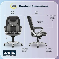 Serta® Works Bonded Leather/Mesh High-Back Office Chair, Opportunity Gray/Silver