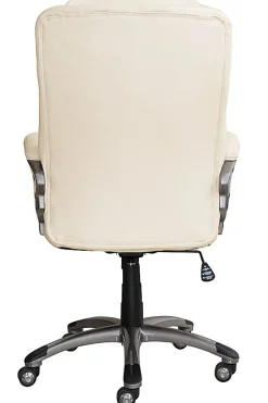 Serta® Works Ergonomic Bonded Leather High-Back Office Chair, American Beige/Silver