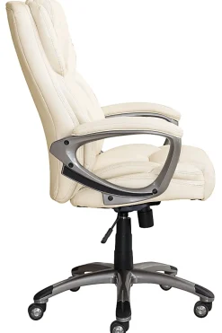 Serta® Works Ergonomic Bonded Leather High-Back Office Chair, American Beige/Silver