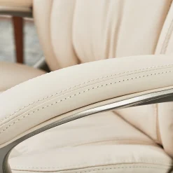 Serta® Works Ergonomic Bonded Leather High-Back Office Chair, American Beige/Silver