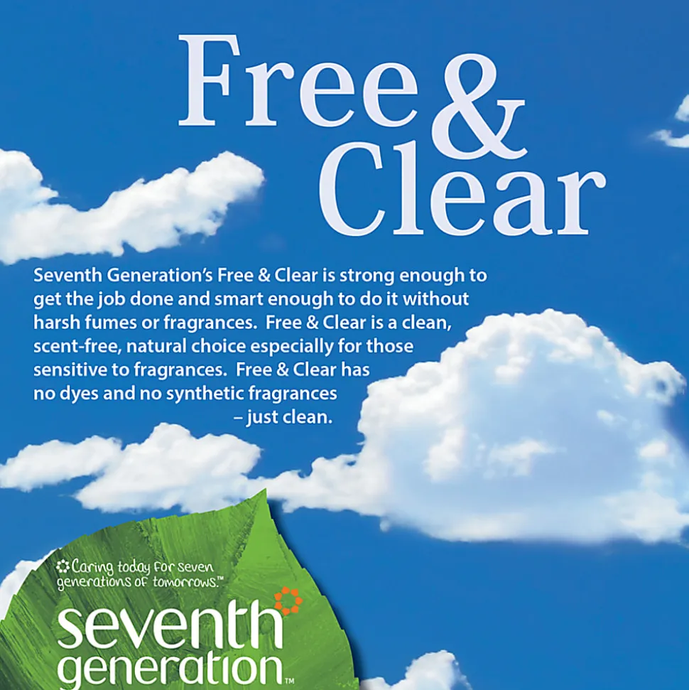 Seventh Generation Dishwasher Detergent - 45 oz (2.81 lb) - Free & Clear Scent - 12 / Carton - Clear