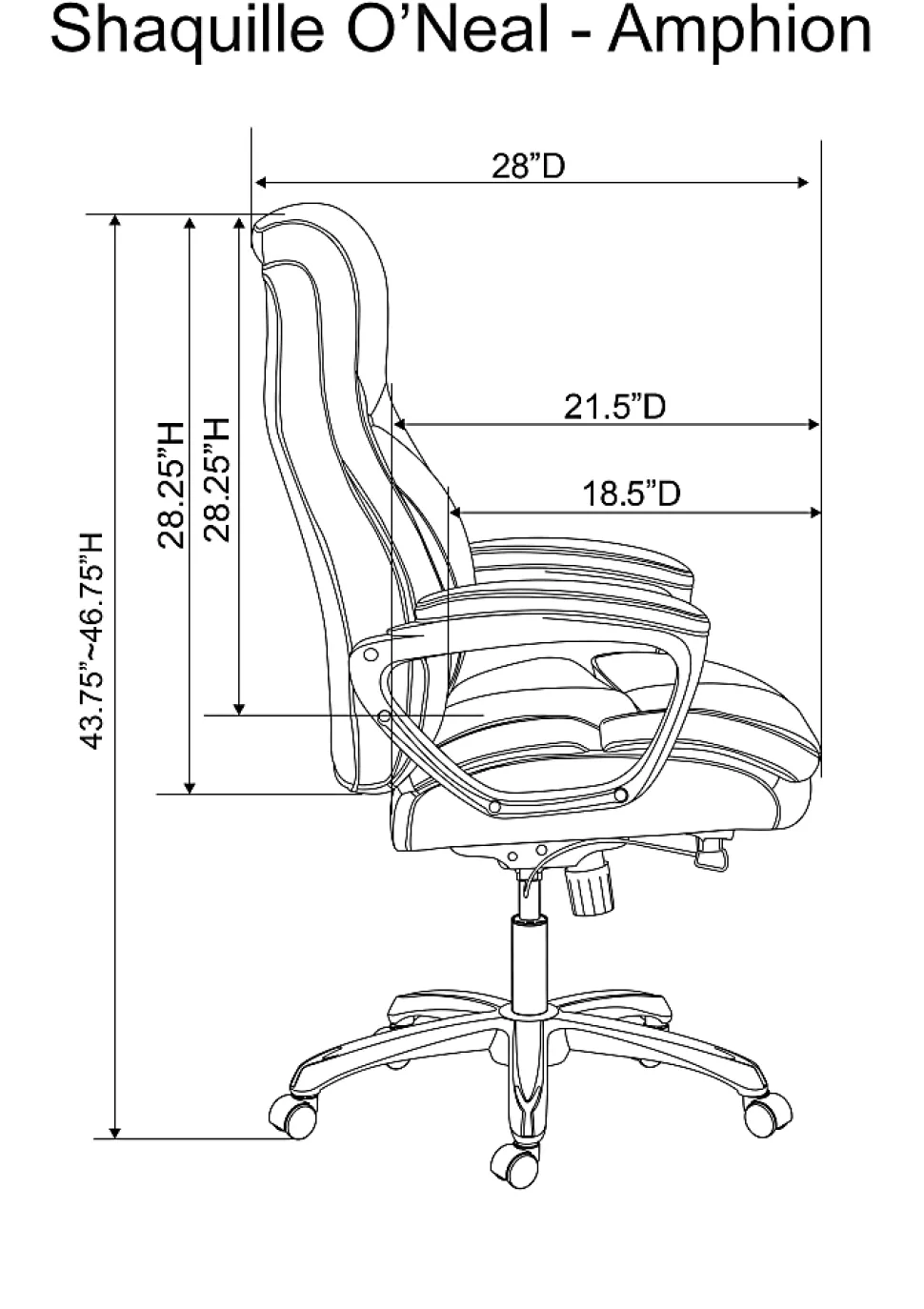 Shaquille O'Neal™ Amphion Ergonomic Bonded Leather High-Back Executive Office Chair, Brown/Black