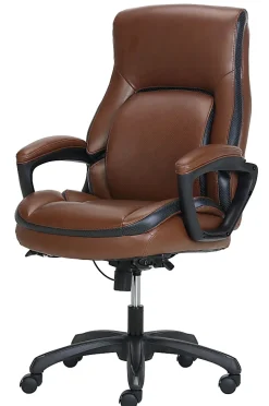 Shaquille O'Neal™ Amphion Ergonomic Bonded Leather High-Back Executive Office Chair, Brown/Black