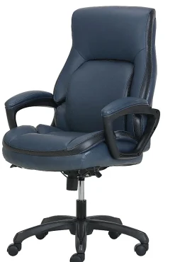Shaquille O'Nealâ„¢ Amphion Ergonomic Bonded Leather High-Back Executive Office Chair, Navy/Black