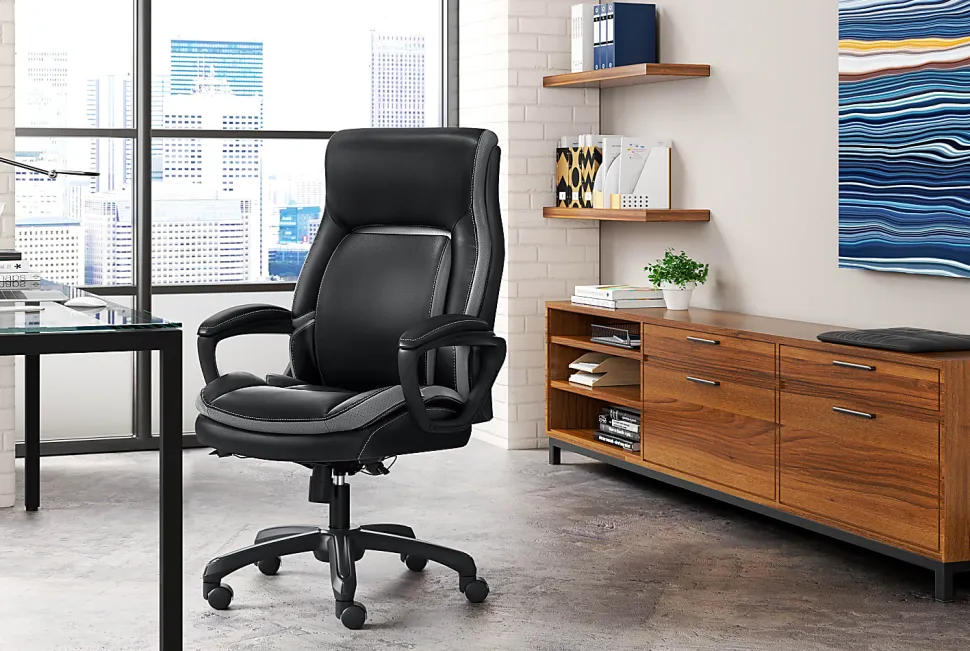 Shaquille O'Neal™ Amphion Ergonomic Bonded Leather High-Back Executive Office Chair, Black