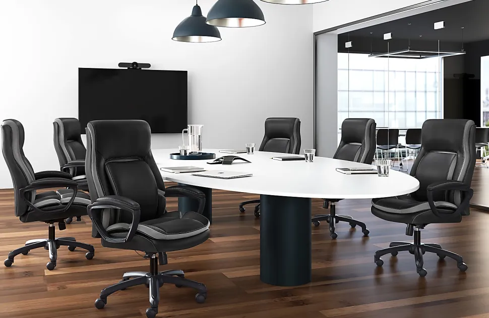 Shaquille O'Neal™ Amphion Ergonomic Bonded Leather High-Back Executive Office Chair, Black