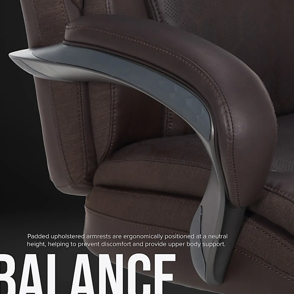 Shaquille O'Neal™ Maximos Big & Tall Ergonomic Vegan Leather High-Back Executive Office Chair, Dark Brown/Silver, BIFMA Compliant