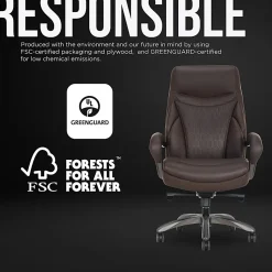 Shaquille O'Neal™ Maximos Big & Tall Ergonomic Vegan Leather High-Back Executive Office Chair, Dark Brown/Silver, BIFMA Compliant