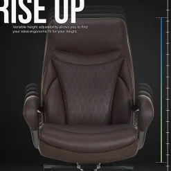 Shaquille O'Neal™ Maximos Big & Tall Ergonomic Vegan Leather High-Back Executive Office Chair, Dark Brown/Silver, BIFMA Compliant