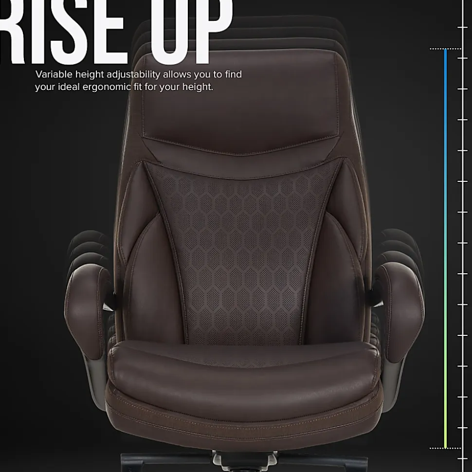 Shaquille O'Neal™ Maximos Big & Tall Ergonomic Vegan Leather High-Back Executive Office Chair, Dark Brown/Silver, BIFMA Compliant