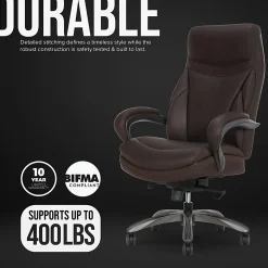 Shaquille O'Neal™ Maximos Big & Tall Ergonomic Vegan Leather High-Back Executive Office Chair, Dark Brown/Silver, BIFMA Compliant