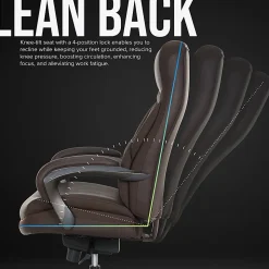 Shaquille O'Neal™ Maximos Big & Tall Ergonomic Vegan Leather High-Back Executive Office Chair, Dark Brown/Silver, BIFMA Compliant