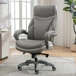 Shaquille O'Neal™ Maximos Big & Tall Ergonomic Vegan Leather High-Back Executive Office Chair, Gray/Silver, BIFMA Compliant