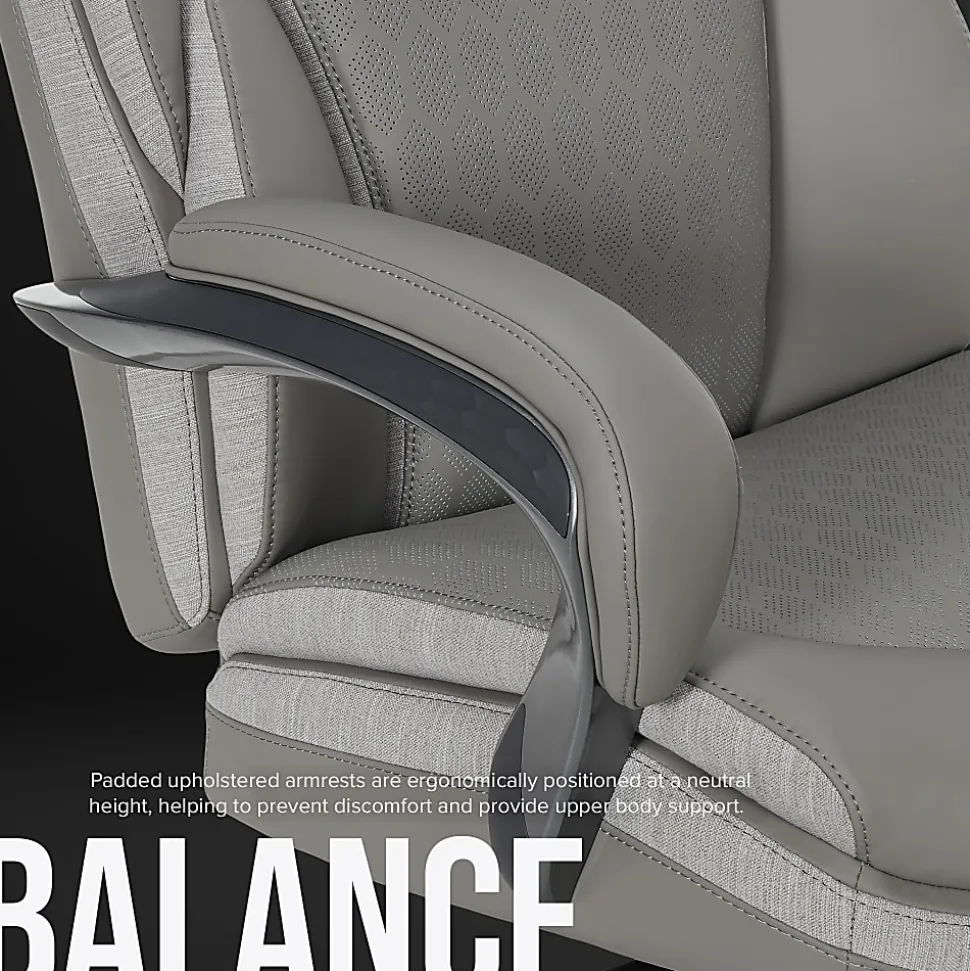 Shaquille O'Neal™ Maximos Big & Tall Ergonomic Vegan Leather High-Back Executive Office Chair, Gray/Silver, BIFMA Compliant