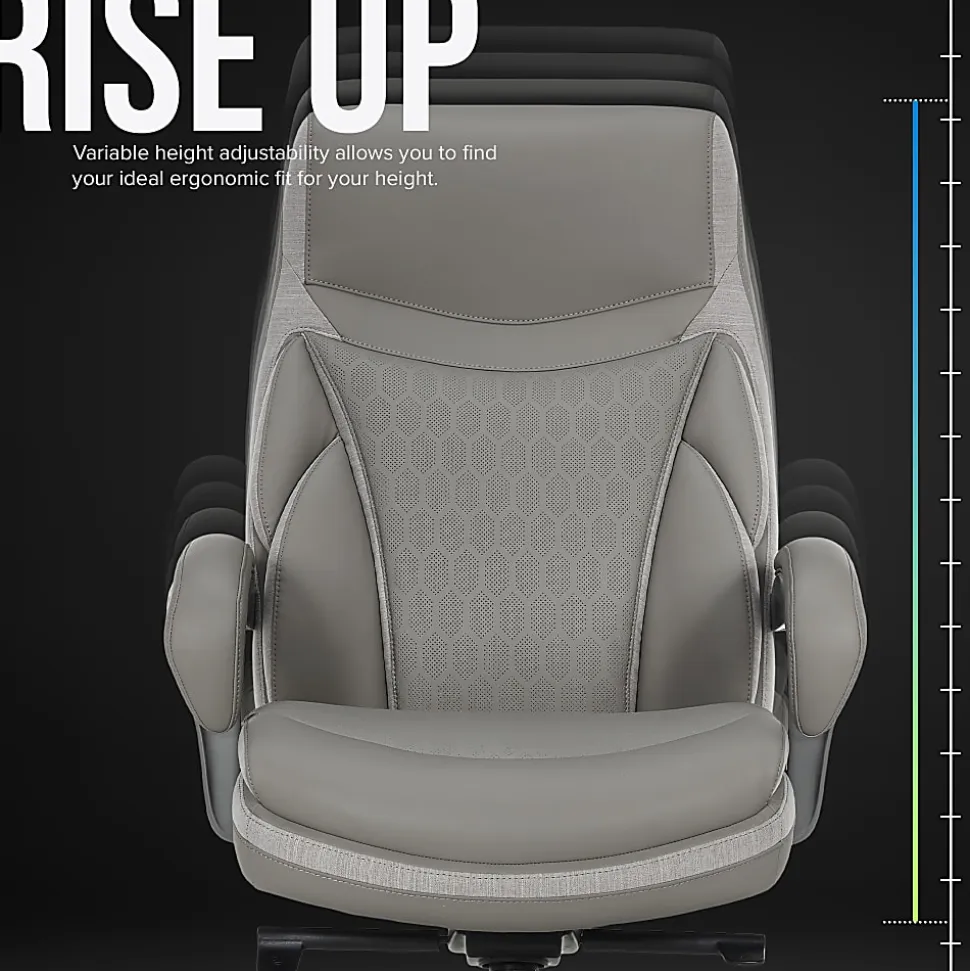 Shaquille O'Neal™ Maximos Big & Tall Ergonomic Vegan Leather High-Back Executive Office Chair, Gray/Silver, BIFMA Compliant