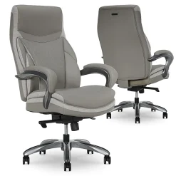 Shaquille O'Neal™ Maximos Big & Tall Ergonomic Vegan Leather High-Back Executive Office Chair, Gray/Silver, BIFMA Compliant