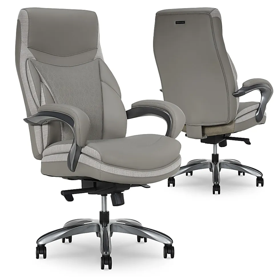 Shaquille O'Neal™ Maximos Big & Tall Ergonomic Vegan Leather High-Back Executive Office Chair, Gray/Silver, BIFMA Compliant