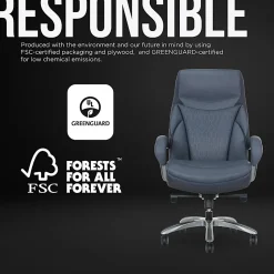 Shaquille O'Nealâ„¢ Maximos Big & Tall Ergonomic Vegan Leather High-Back Executive Office Chair, Blue/Silver, BIFMA Compliant