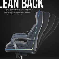 Shaquille O'Neal™ Maximos Big & Tall Ergonomic Vegan Leather High-Back Executive Office Chair, Blue/Silver, BIFMA Compliant