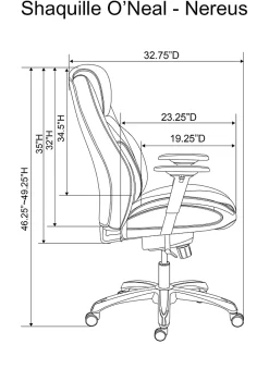 Shaquille O'Neal™ Nereus Ergonomic Bonded Leather High-Back Executive Office Chair, Black