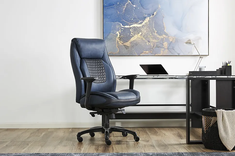 Shaquille O'Neal™ Nereus Ergonomic Bonded Leather High-Back Executive Office Chair, Navy