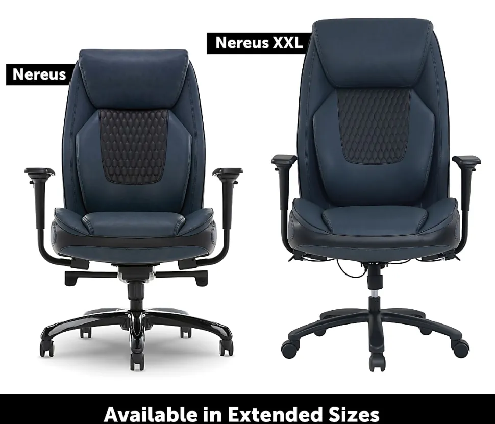 Shaquille O'Neal™ Nereus Ergonomic Bonded Leather High-Back Executive Office Chair, Navy