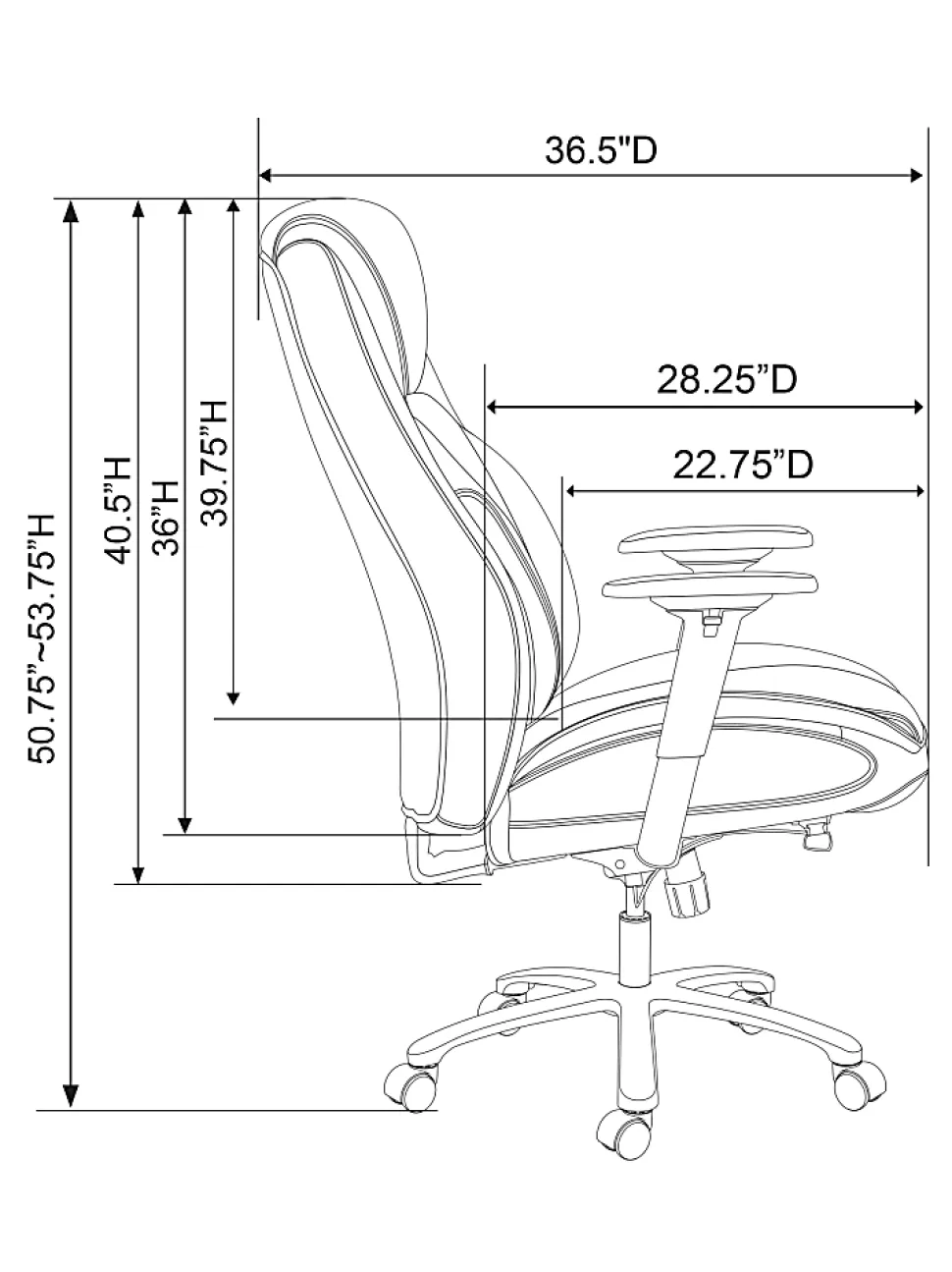 Shaquille O'Neal™ Nereus XXL Ergonomic Bonded Leather High-Back Executive Chair, Black