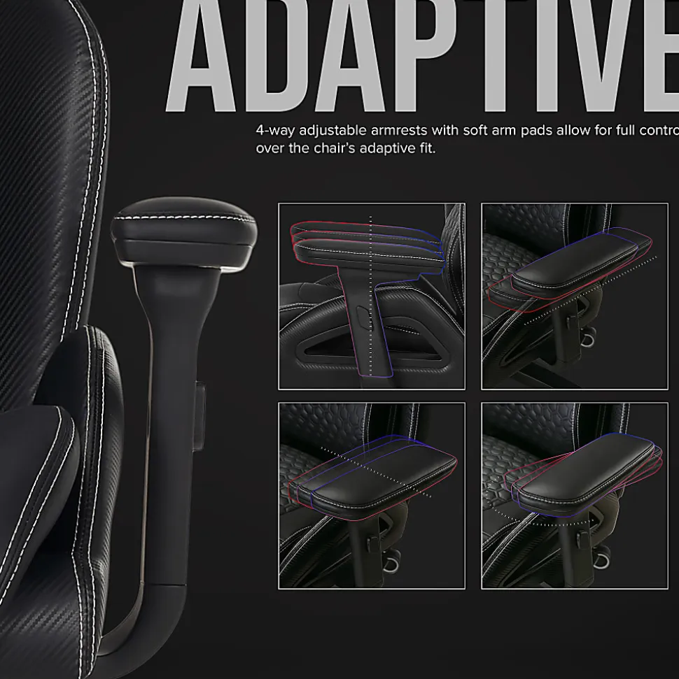 Shaquille O'Neal™ Sciron Big & Tall Ergonomic High-Back Vegan Leather Executive Gaming Office Chair, Black, BIFMA Compliant