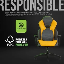 Shaquille O’Neal™ Sciron Big & Tall Ergonomic High-Back Vegan Leather Executive Gaming Office Chair, Gray/Yellow