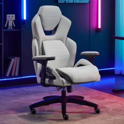 Shaquille O'Neal™ Sciron Big & Tall Ergonomic High-Back Vegan Leather Executive Gaming Office Chair, White/Gray, BIFMA Compliant