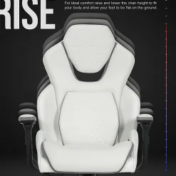Shaquille O'Neal™ Sciron Big & Tall Ergonomic High-Back Vegan Leather Executive Gaming Office Chair, White/Gray, BIFMA Compliant