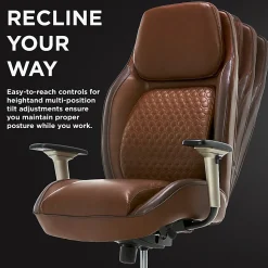 Shaquille O'Neal™ Zephyrus Ergonomic Bonded Leather High-Back Executive Office Chair, Brown/Silver