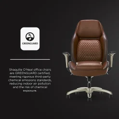 Shaquille O'Neal™ Zephyrus Ergonomic Bonded Leather High-Back Executive Office Chair, Brown/Silver