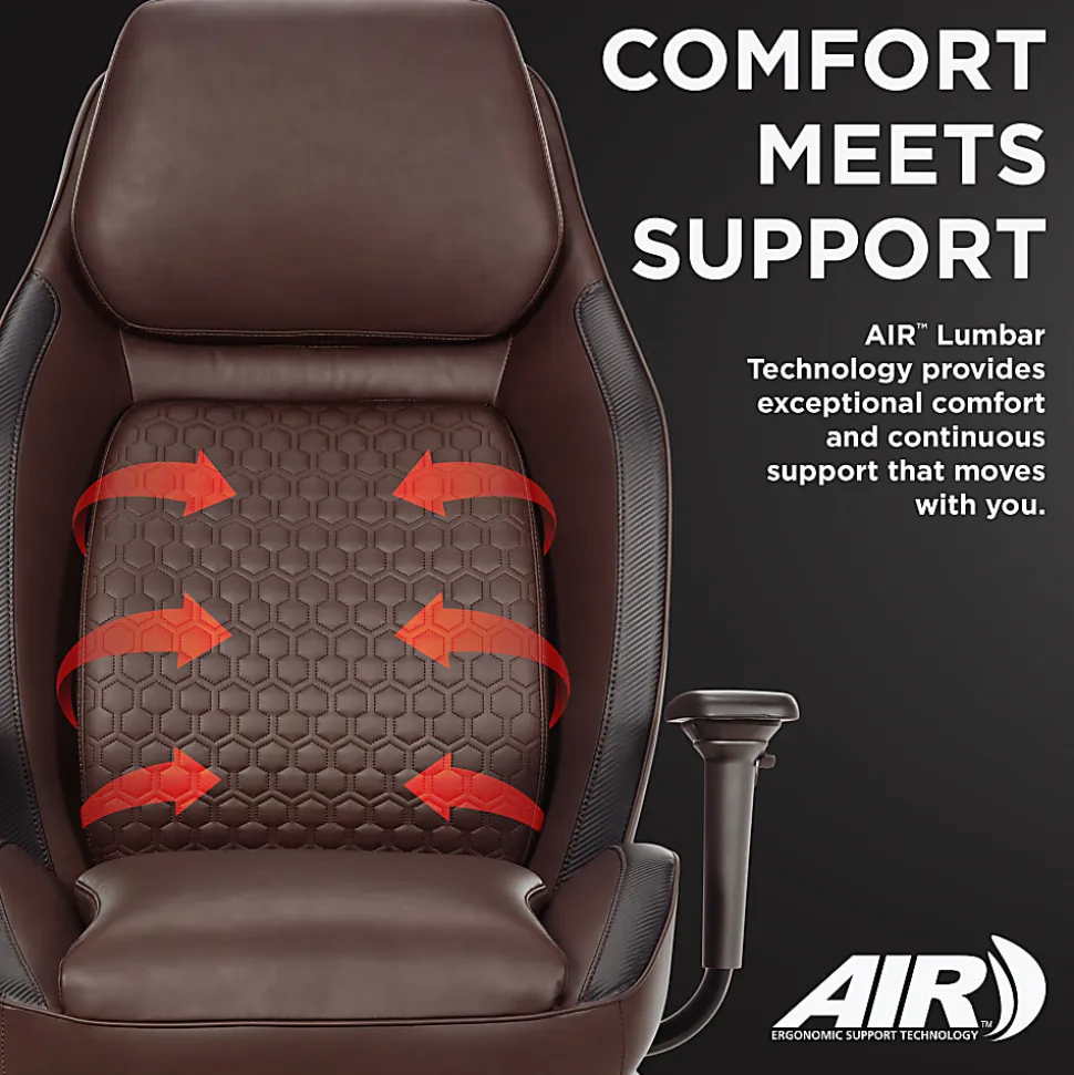 Shaquille O'Neal™ Zephyrus Ergonomic Bonded Leather High-Back Executive Office Chair, Walnut/Silver, BIFMA Compliant