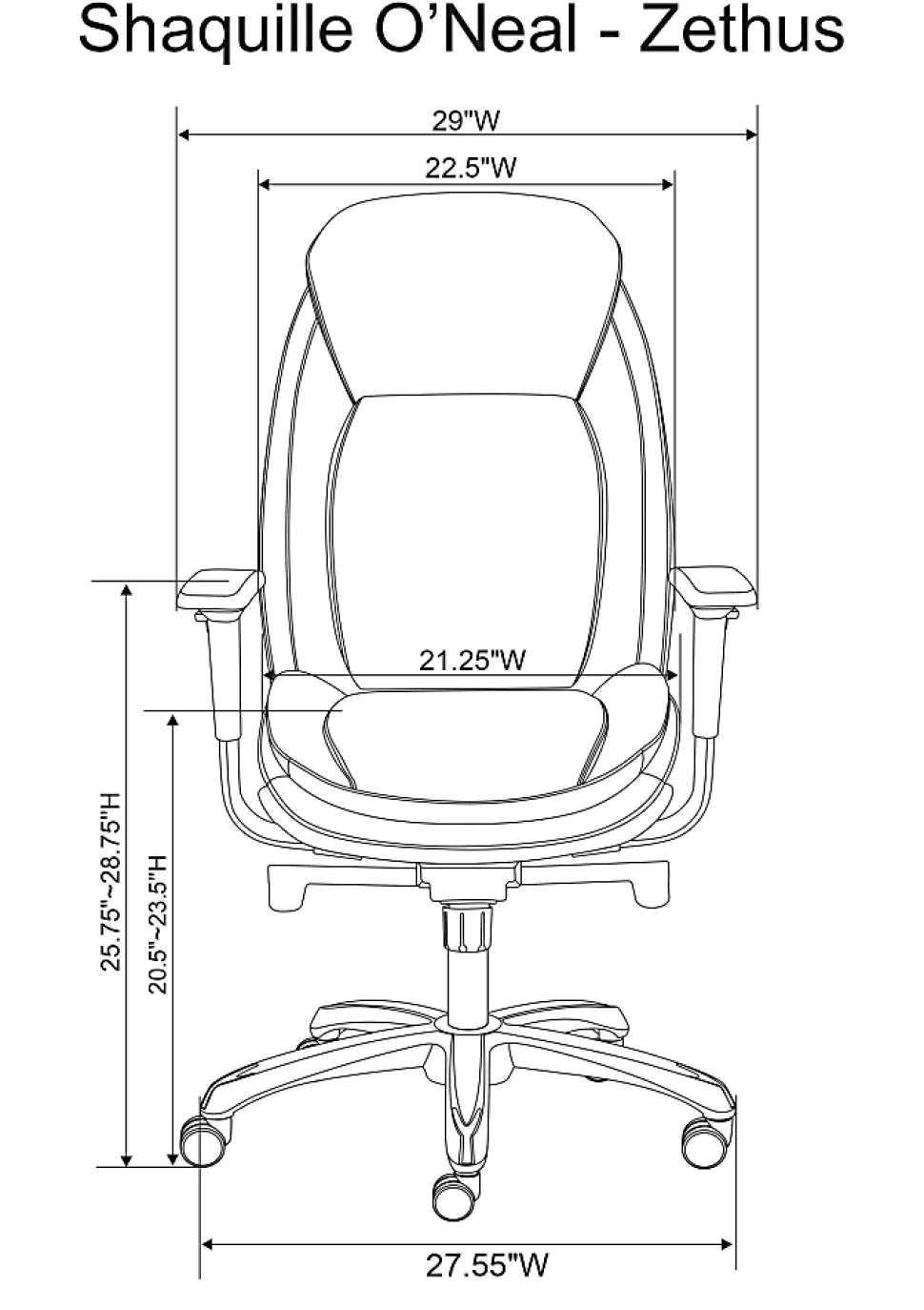 Shaquille O'Neal™ Zethus Ergonomic Bonded Leather High-Back Executive Office Chair, Navy/Silver