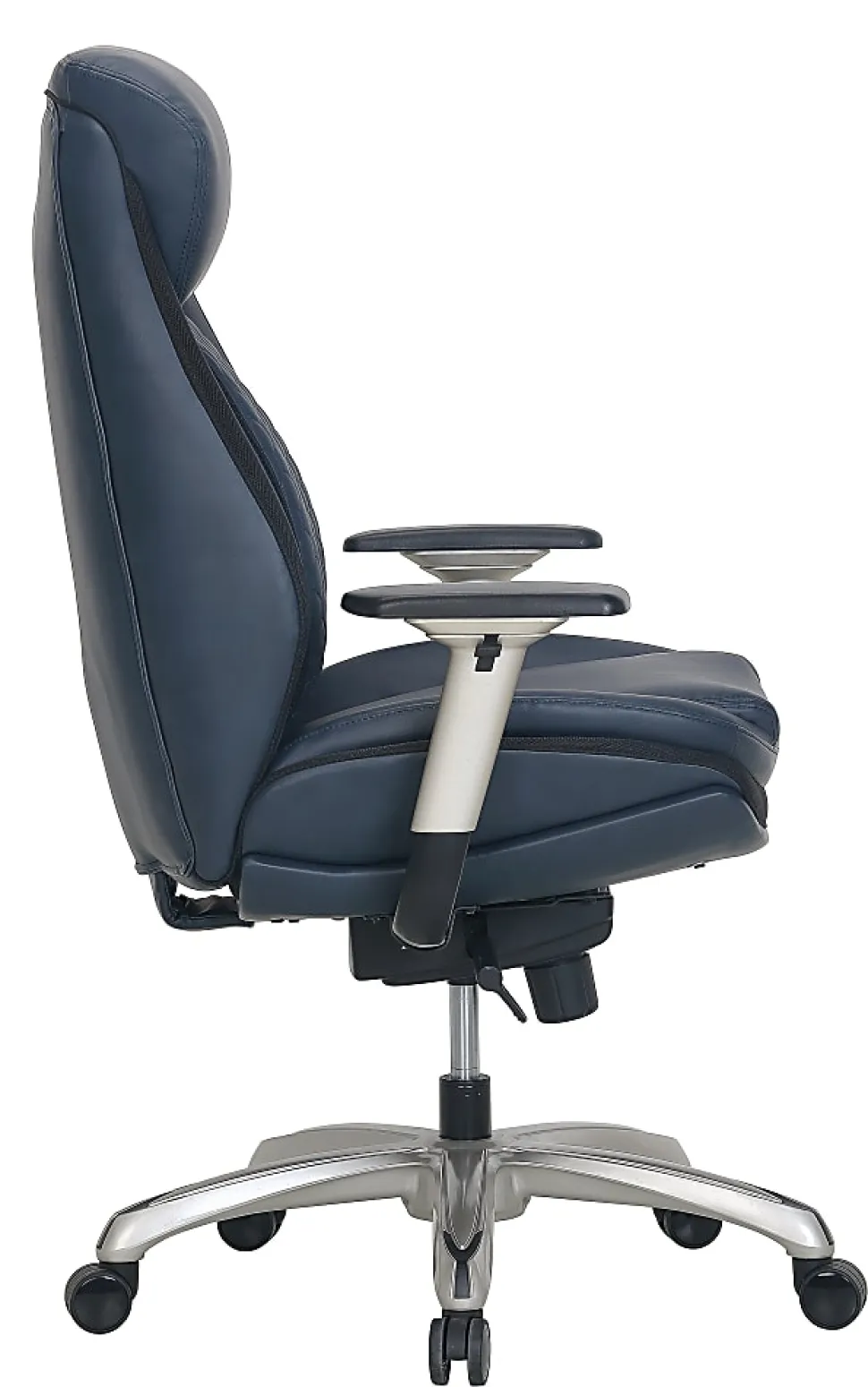 Shaquille O'Neal™ Zethus Ergonomic Bonded Leather High-Back Executive Office Chair, Navy/Silver