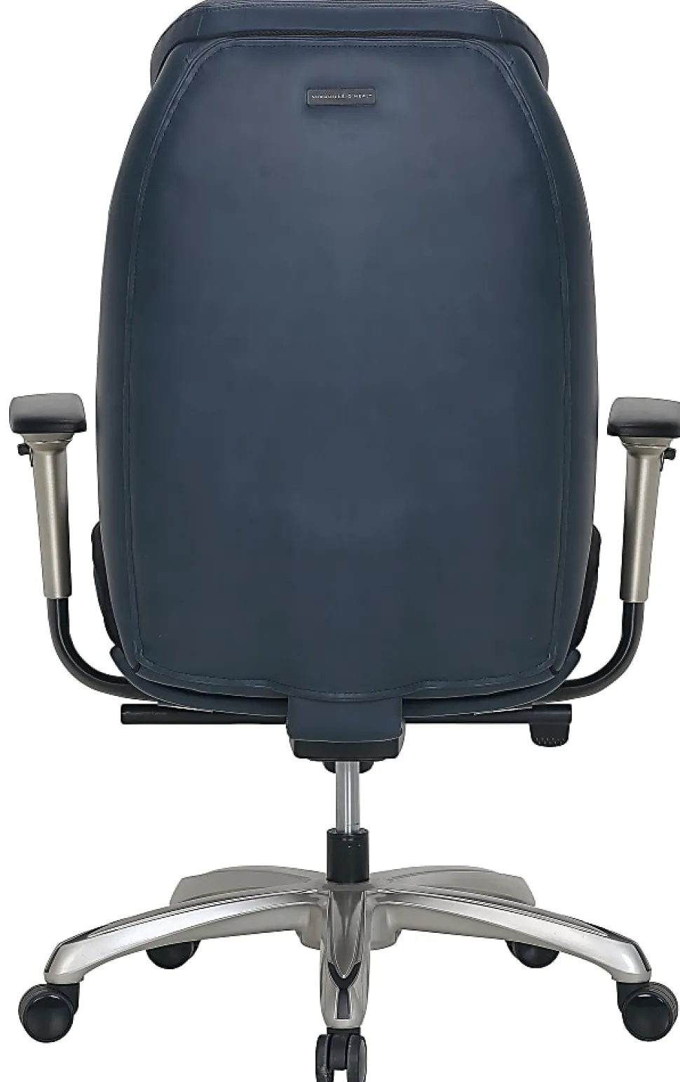 Shaquille O'Neal™ Zethus Ergonomic Bonded Leather High-Back Executive Office Chair, Navy/Silver