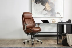 Shaquille O'Neal™ Zethus Ergonomic Bonded Leather High-Back Executive Office Chair, Brown