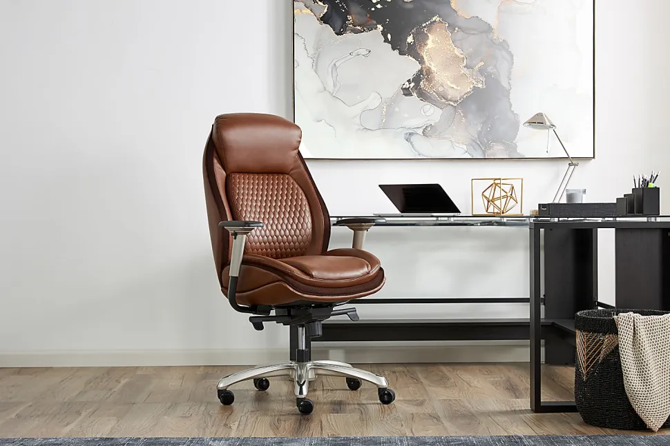Shaquille O'Neal™ Zethus Ergonomic Bonded Leather High-Back Executive Office Chair, Brown