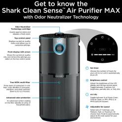 Shark Clean Sense Air Purifier MAX, 1,200 Sq. Ft., Black, Total Qty 1