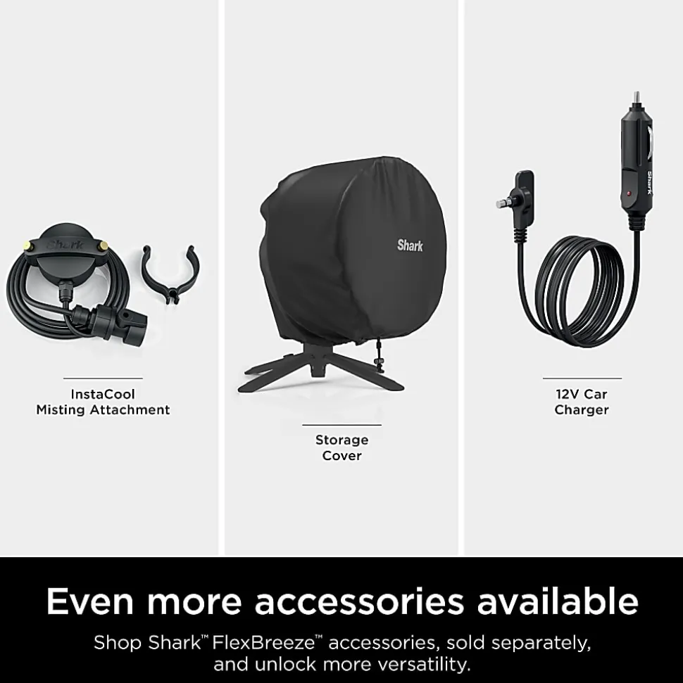 Shark FlexBreeze Outdoor & Indoor Fan With InstaCool Misting Attachment, Dark Gray, Total Qty 1