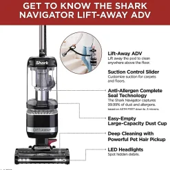 Shark Navigator Lift-Away ADV Upright Vacuum Cleaner, Black