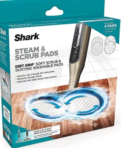 Shark Steam & Scrub Dirt Grip Soft Scrub Washable Pads, Gray, Total Qty 2
