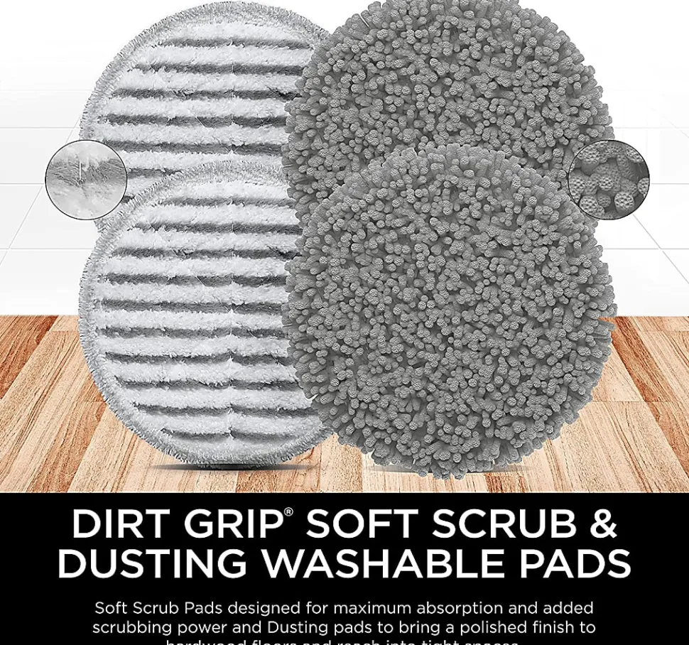 Shark Steam & Scrub Dirt Grip Soft Scrub Washable Pads, Gray, Total Qty 2