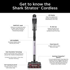 Shark Stratos Cordless Vacuum With Clean Sense IQ And Odor Neutralizer, Ash Purple, Total Qty 1